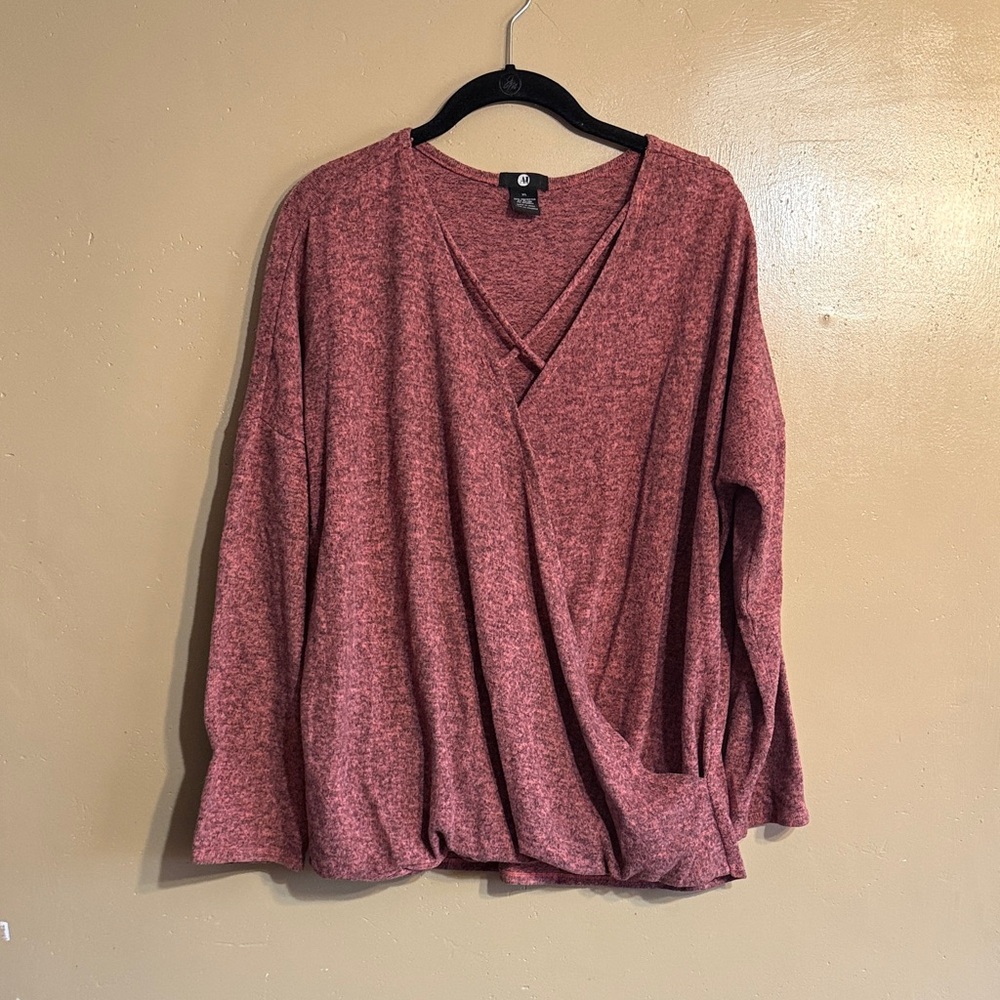 Chic Maroon V-Neck Wrap Blouse
